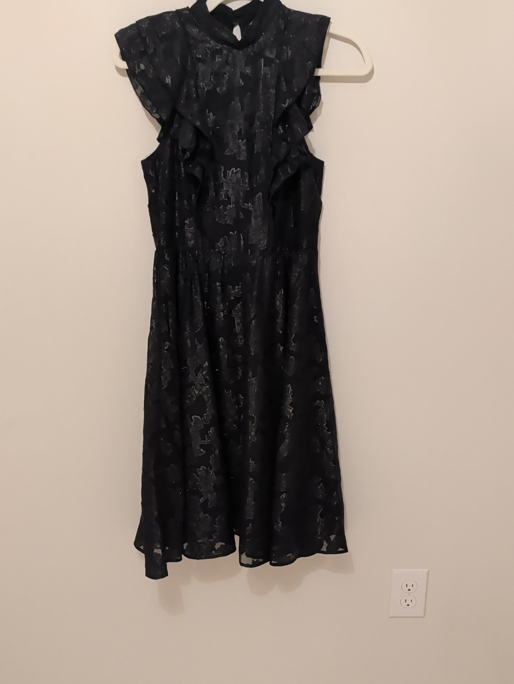 NWT H&M Black Dress  Sparkle Flutter Sleeves - Size 6